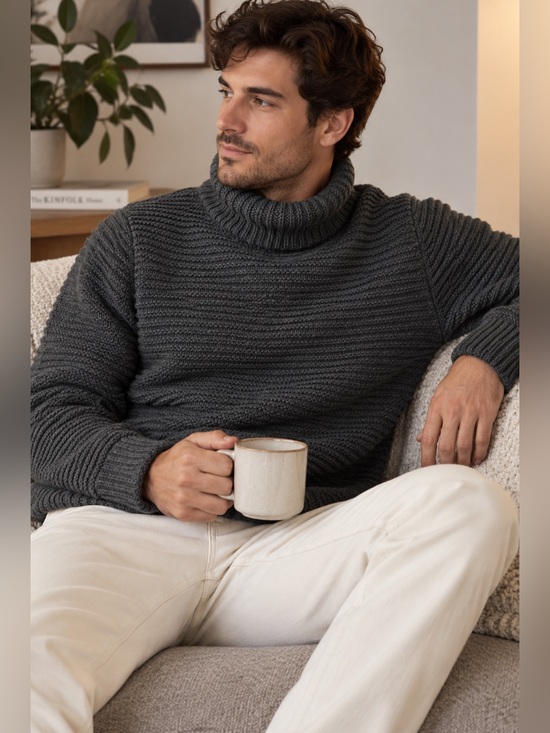 UpWest Other - UpWest Charcoal Turtleneck Sweater Ribbed Cotton Sz M
